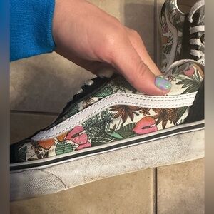 Plant pattern lace up vans unisex womens 8 men’s 6.5